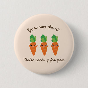 We're Rooting For You Funny Encouraging Carrots 6 Cm Round Badge