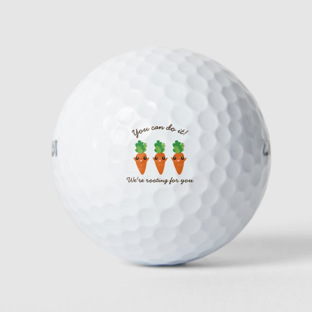 We're Rooting For You Funny Encouraging Carrots Golf Balls (Front)