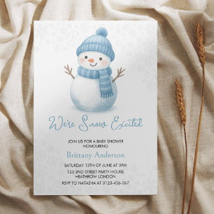 We're Snow Excited Snowmen Boy Baby Shower Invitation