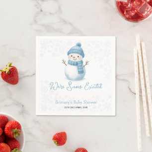 We're Snow Excited Snowmen Boy Baby Shower Napkin