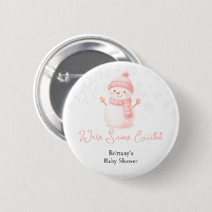We're Snow Excited Snowmen Girl Baby Shower 6 Cm Round Badge