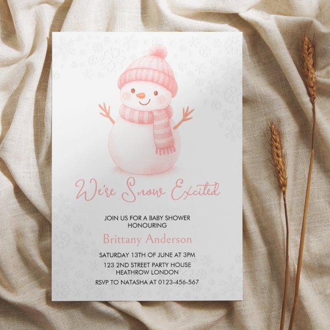 We're Snow Excited Snowmen Girl Baby Shower Invitation (Creator Uploaded)