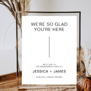 We're So Glad You're Here Modern Wedding Welcome Poster