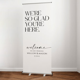 We're So Glad You're Here Modern Wedding Welcome Retractable Banner