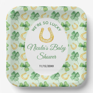 We're So Lucky Horseshoe St Patrick's Baby Shower Paper Plate