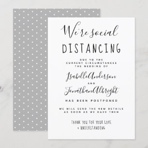 We're Social Distancing Stylish Postponed Wedding Invitation