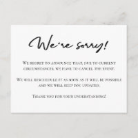 We're sorry black white cancellation announcement