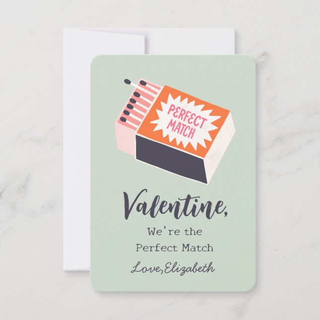 We're the Perfect Match Kids Valentines Day Card (Front)