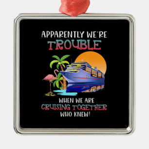 Were Trouble When We Are Cruising Toger Flamingo Metal Tree Decoration