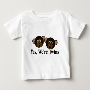 We're Twins 2 Boys Monkeys Baby T-Shirt