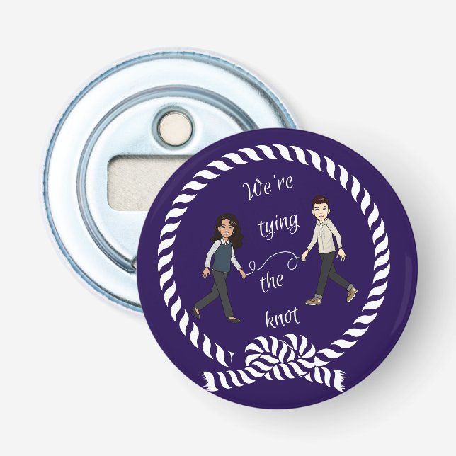 We're Tying The Knot Nautical Coloured Anime  Bottle Opener (Front)