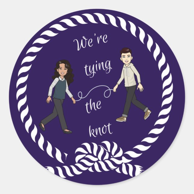 We're Tying The Knot Nautical Coloured Anime   Classic Round Sticker (Front)
