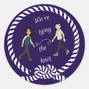 We're Tying The Knot Nautical Coloured Anime Classic Round Sticker