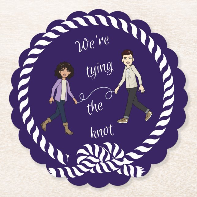 We're Tying The Knot Nautical Coloured Anime    Paper Coaster (Front)