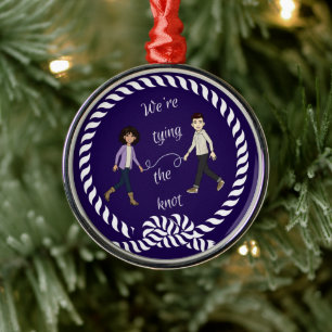 We're Tying The Knot Nautical Coloured Engaged Metal Tree Decoration