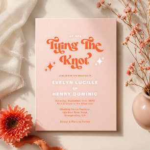 We're Tying The Knot Retro Modern Wedding  Invitation