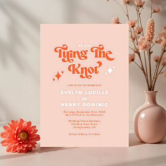 We're Tying The Knot Retro Modern Wedding  Invitation