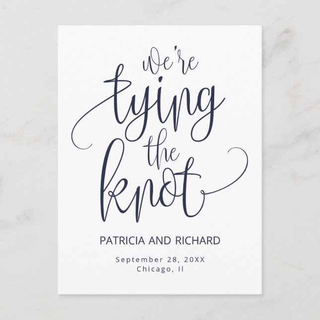 We're Tying The Knot Save The  Date Non Photo Postcard (Front)