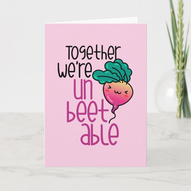 We're Unbeetable Beet Pun Funny Valentine's Day Holiday Card (Front)