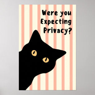Were You Expecting Privacy Funny Cat Bathroom Wall Poster