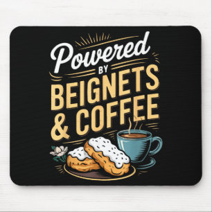 Wered By Beignets And Coffee Funny New Orleans Quo Mouse Mat