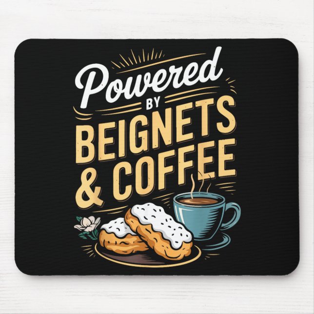 Wered By Beignets And Coffee Funny New Orleans Quo Mouse Mat (Front)
