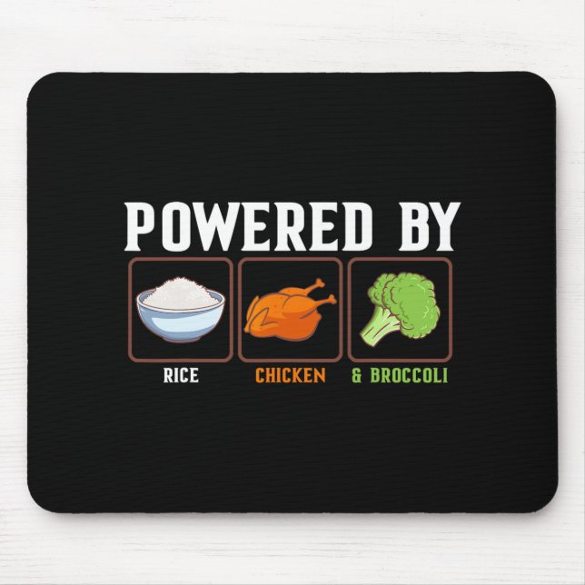 Wered By Rice Chicken And Broccoli Funny New Year  Mouse Mat (Front)