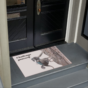 Wererat Girl Rock Climbing Challenge Doormat