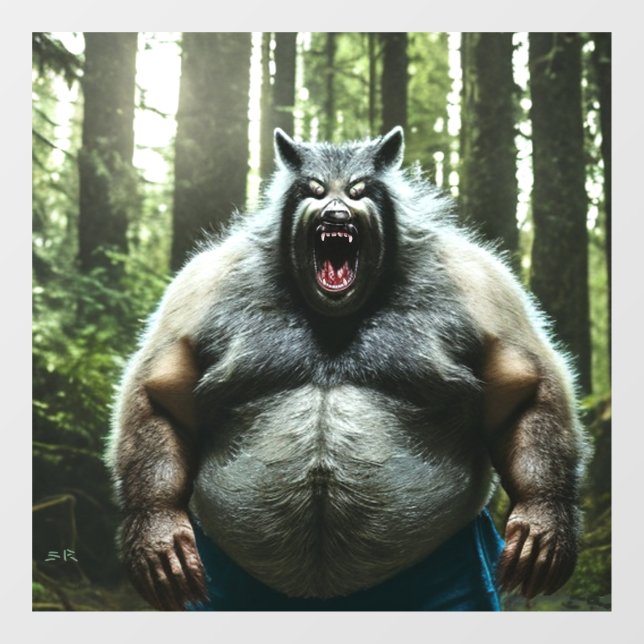 Werewolf Ate auto opaque window cling back stick (Sheet)