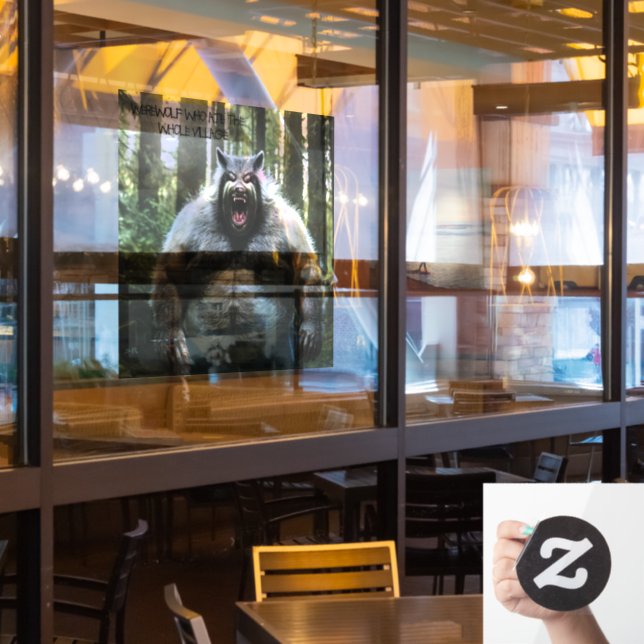 Werewolf Ate see-thru window cling front stick (Restaurant Window)