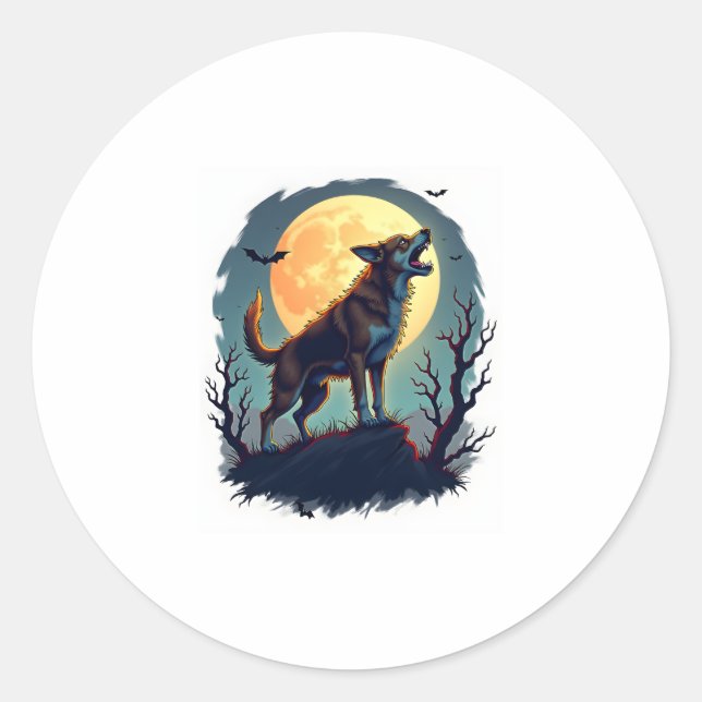 Werewolf Beagle Howl Classic Round Sticker (Front)