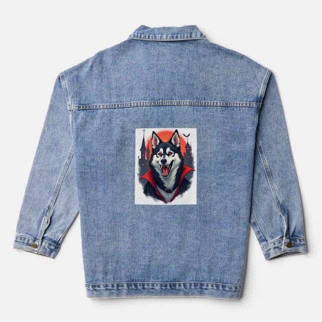 Werewolf Beagle Howl Denim Jacket (Back)