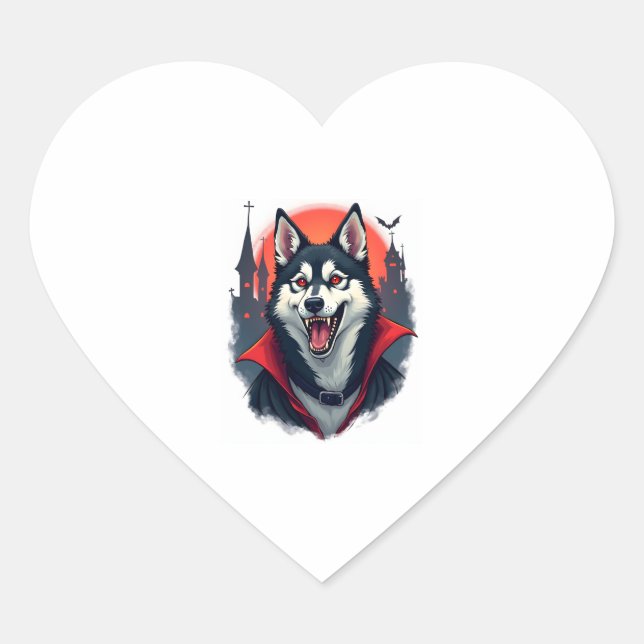 Werewolf Beagle Howl Heart Sticker (Front)