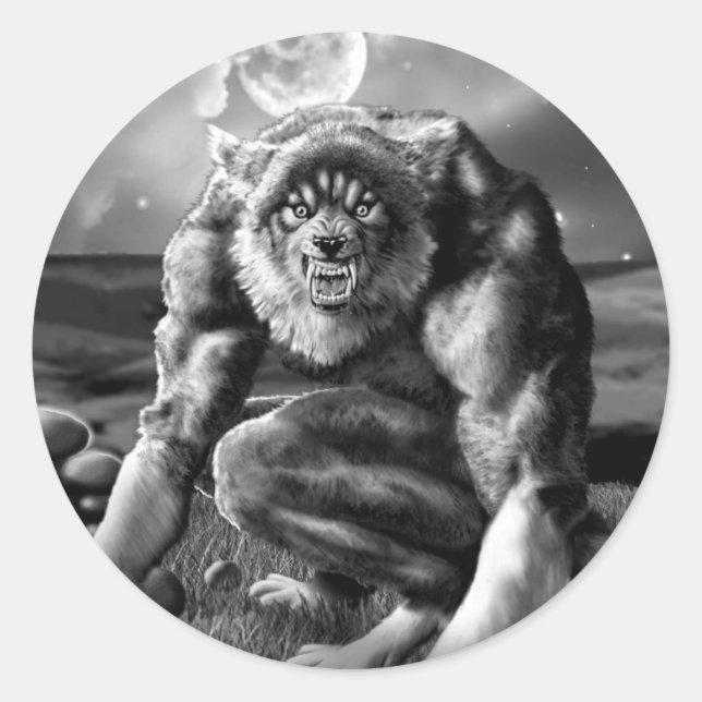werewolf classic round sticker (Front)