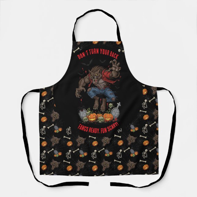 🧑‍🍳 Werewolf Halloween Apron 🐺🎃 (Front)