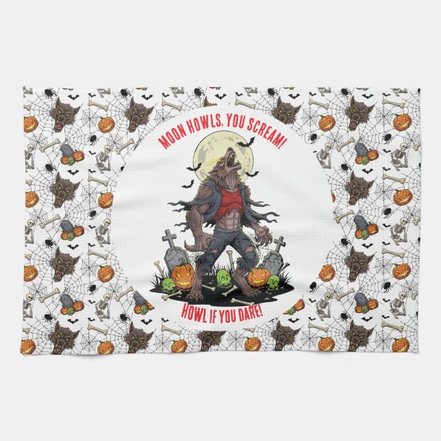 🐺 Werewolf Halloween Kitchen Towel 🎃 (Horizontal)
