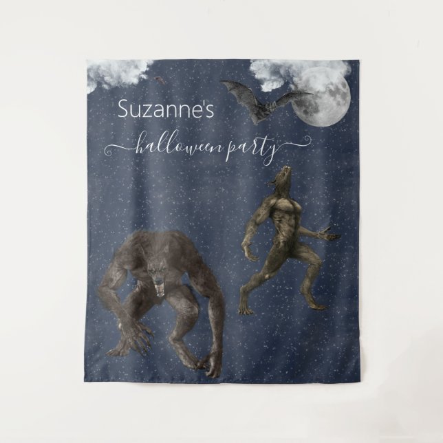 Werewolf Halloween Party backdrop Tapestry (Front)