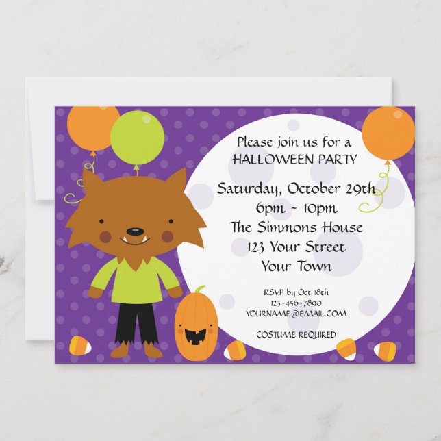 Werewolf Halloween Party Invitation (Front)