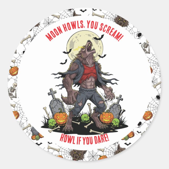 🐺 Werewolf Halloween Stickers & Labels 🎃💀 (Front)