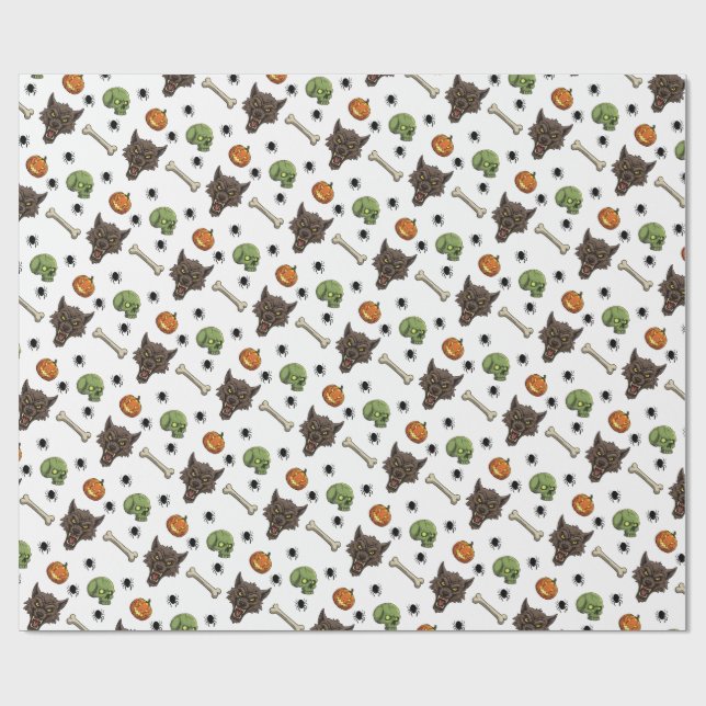 🐺 Werewolf Halloween Wrapping Paper 🎃💀 (Flat)