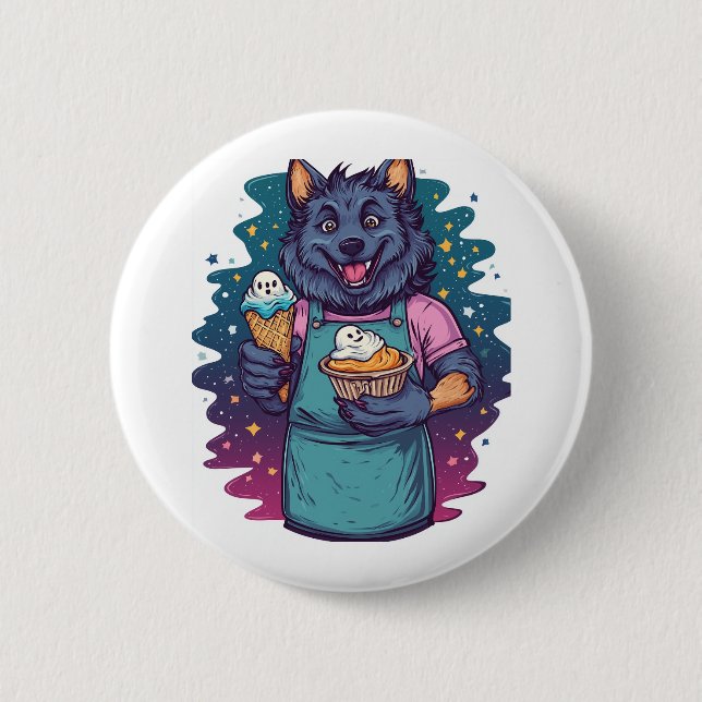 Werewolf Ice Cream Stand 6 Cm Round Badge (Front)