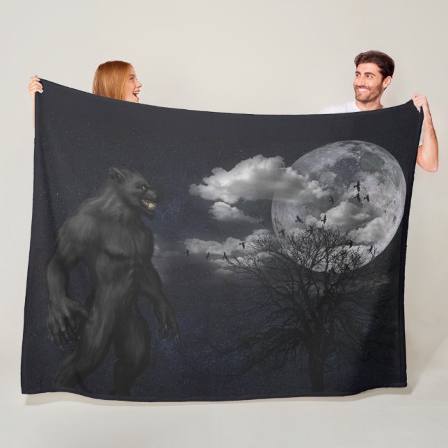 WEREWOLF in the MOONLIGHT Fleece Blanket (In Situ)