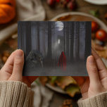 Werewolf Little Red Riding Hood Spooky Postcard<br><div class="desc">This design may be personalised by choosing the customise further option to add text. Contact me at colorflowcreations@gmail.com if you with to have this design on another product. Purchase my original abstract acrylic painting for sale at www.etsy.com/shop/colorflowart. See more of my creations or follow me at www.facebook.com/colorflowcreations, www.instagram.com/colorflowcreations, www.twitter.com/colorflowart, and...</div>