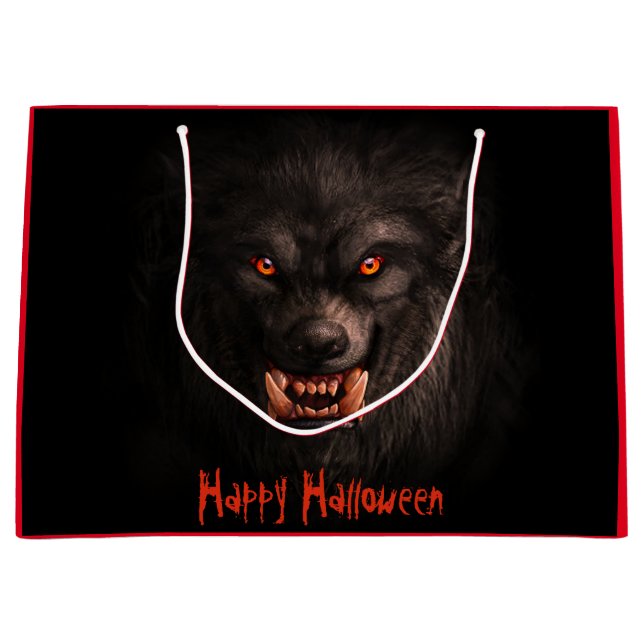 Werewolf (Lycanthropy) Halloween Large Gift Bag (Front)