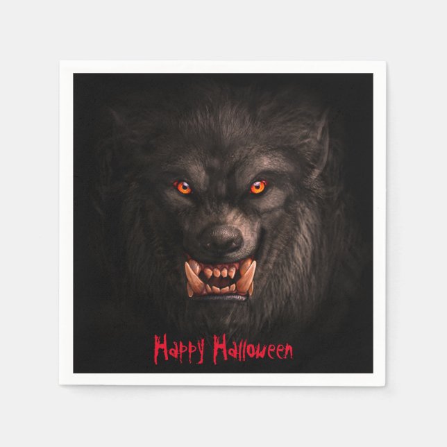 Werewolf (Lycanthropy) Halloween Paper Napkin (Front)