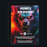 Werewolf monster adults halloween scary creatures invitation<br><div class="desc">Unleash Your Inner Monster with the Ultimate Scary Invitation! Dive into the dark, spooky fun this Halloween with our chilling 5x7 digital invitation, designed for those who revel in the macabre. A ghastly werewolf with glowing eyes and large ominous fangs is staring directly at you from the depths of his...</div>
