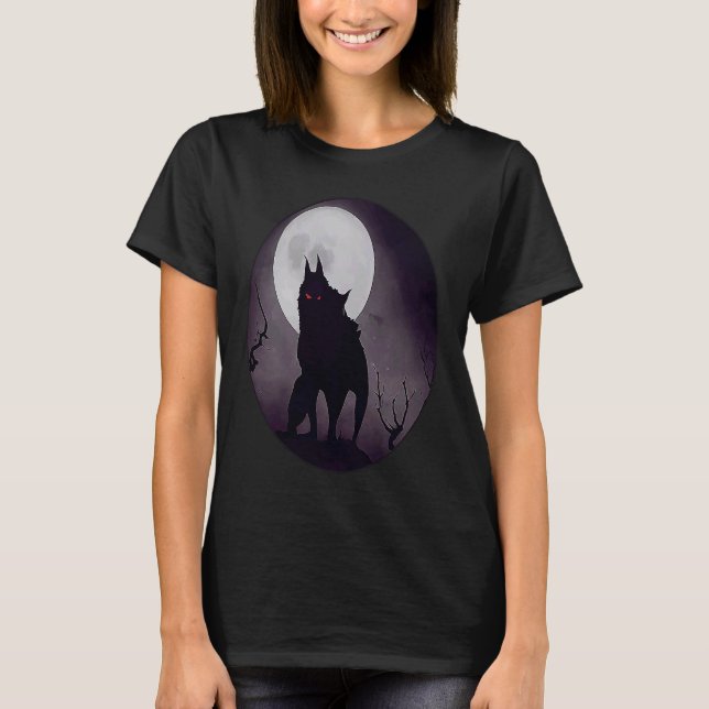 Werewolf Moon Night Horror Full Moon Scary Women M T-Shirt (Front)