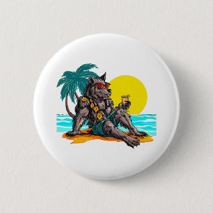 werewolf on vacation 6 cm round badge