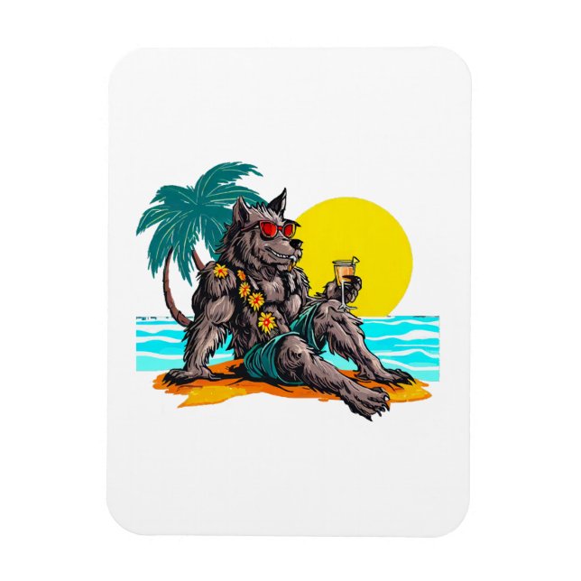 werewolf on vacation magnet (Vertical)