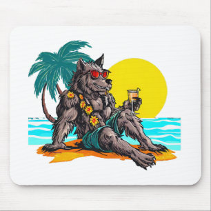 werewolf on vacation mouse mat